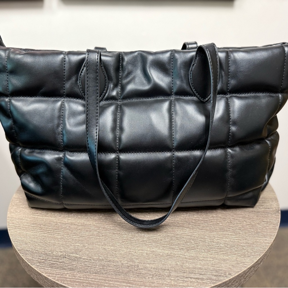 Elegant Black Quilted Tote Bag